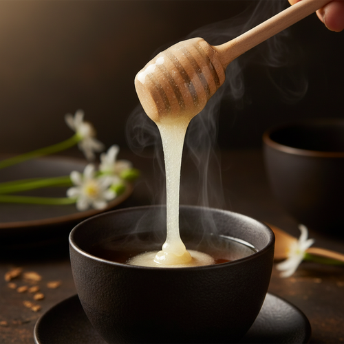 Asfodelo Bio — Pure white honey drizzled into tea