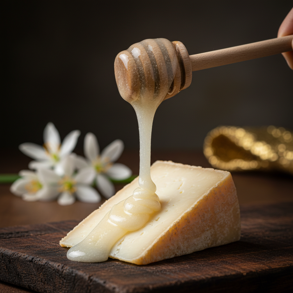 Asfodelo honey on light Pecorino — ultra pale white