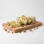 Torrone di Tonara with Pistachio on white background